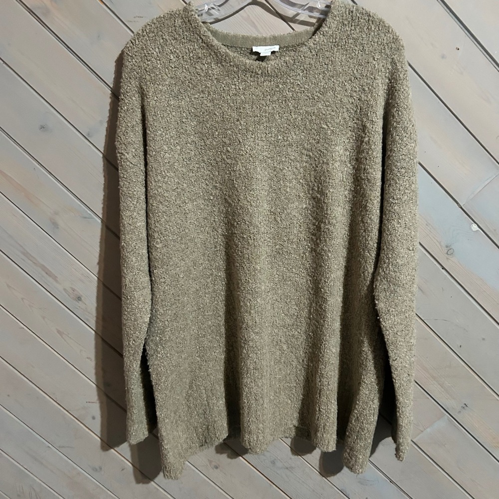 Pure Jill Cozy Textured Knit Sweater Long Sleeve Crew Neck Size L Neutral Earthy
